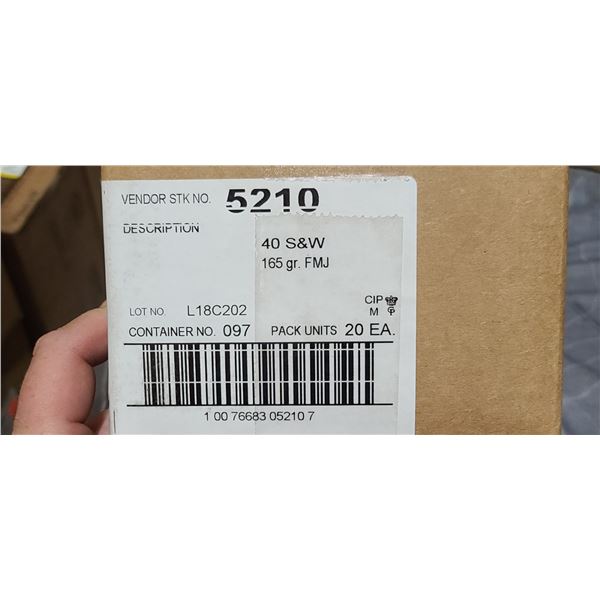 1 CASE CCI BLAZER 40 S&W 165 GRAIN, FMJ, 1000 ROUNDS, PAL REQUIRED, NO SHIPPING ON AMMUNTION