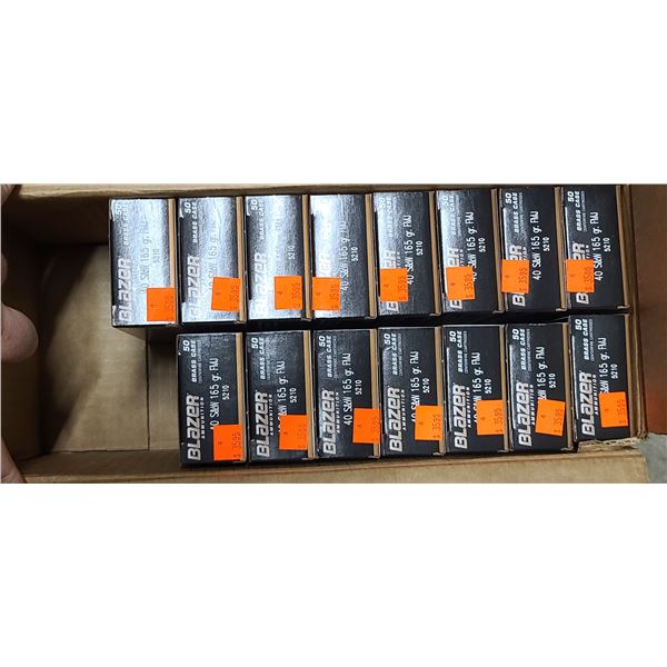 15 BOXES CCI BLAZER, 40 S&W, 165 GRAIN FMJ, 750 ROUNDS, PAL REQUIRED, NO SHIPPING ON AMMUNTION