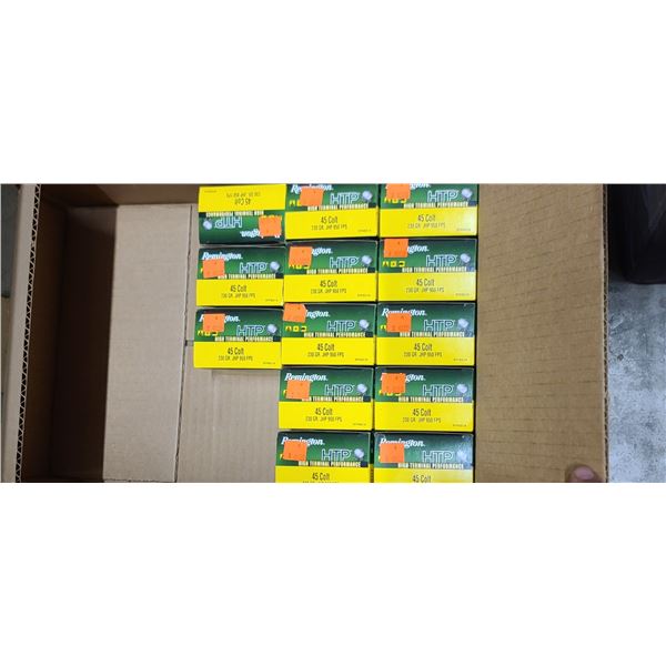 13 BOXES REMINGTON 45 COLT, 230 GRAIN JHP, 260 ROUNDS, PAL REQUIRED, NO SHIPPING ON AMMUNTION