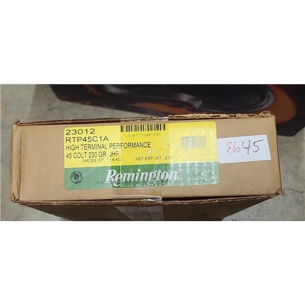 1 CASE REMINGTON 45 COLT, 230 GRAIN JHP, 500 ROUNDS, PAL REQUIRED, NO SHIPPING ON AMMUNTION