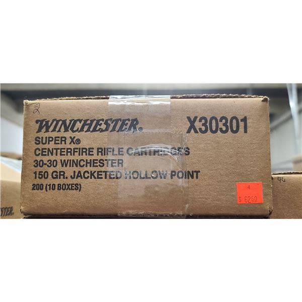 1 CASE WINCHESTER 30-30 WIN, 150 GRAIN, JHP SUPER X, 200 ROUNDS, PAL REQUIRED, NO SHIPPING ON AMMUNT