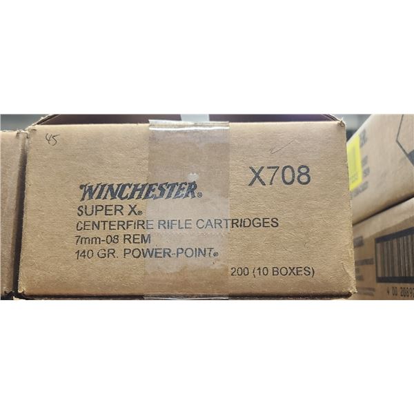 1 CASE WINCHESTER 7MM-08 140 GRAIN POWER POINT 200 ROUNDS, PAL REQUIRED, NO SHIPPING ON AMMUNTION
