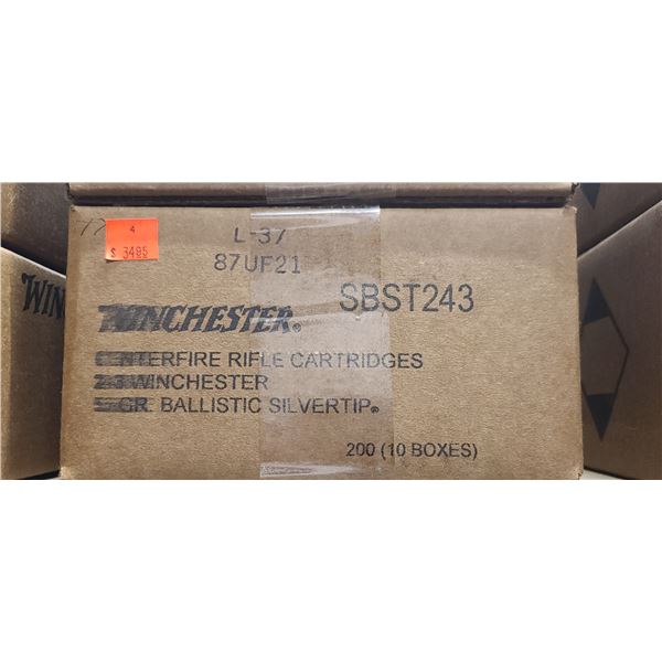 1 CASE WINCHESTER 243 WIN, 55 GRAIN, BALLISTIC SILVER TIP 200 ROUNDS, PAL REQUIRED, NO SHIPPING ON A