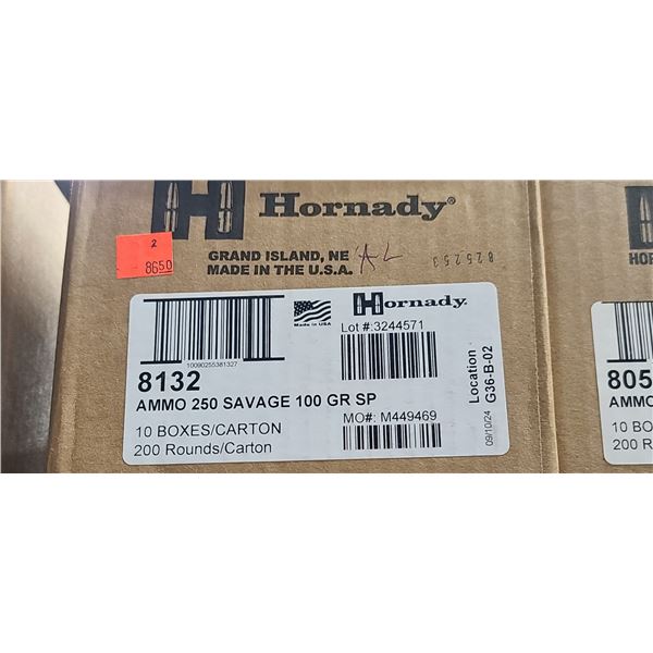 1 CASE HORNADY 250 SAV, 100 GRAIN, SP, 200 ROUNDS, PAL REQUIRED, NO SHIPPING ON AMMUNTION