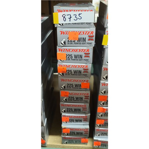 1 CASE WINCHESTER 225 WIN, 55 GRAIN, POINTED SOFT POINT 200 ROUNDS, PAL REQUIRED, NO SHIPPING ON AMM