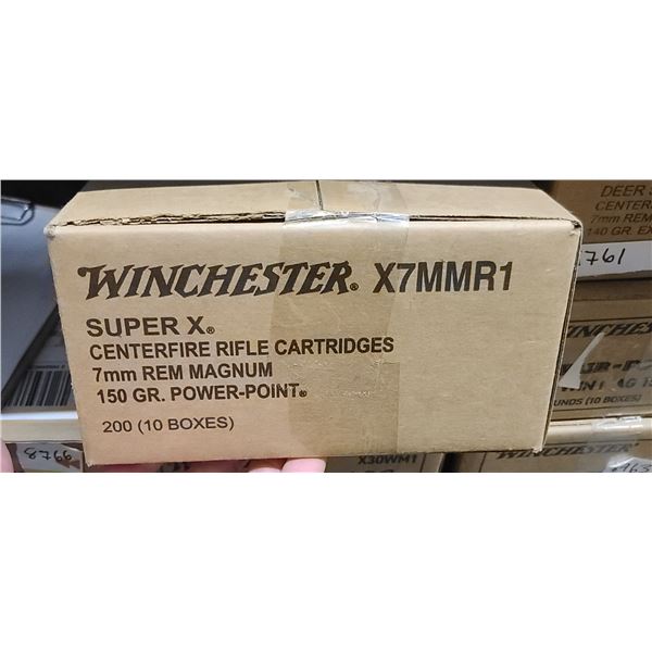 1 CASE WINCHESTER 7MM REM. MAG, SUPER X, POWER POINT, 150 GRAIN,  200 ROUNDS PAL REQUIRED, NO SHIPPI