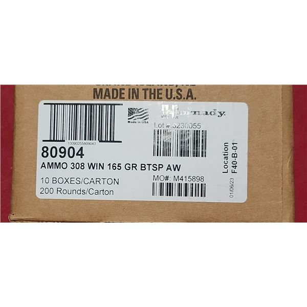 HORNADY 308 WIN 165GR BTSP AW 200/BOX - PAL REQ. NO SHIPPING