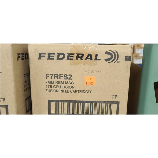 10 BOXES OF 20 FEDERAL 7MM REM MAG 175GR. 200 ROUNDS FUSION