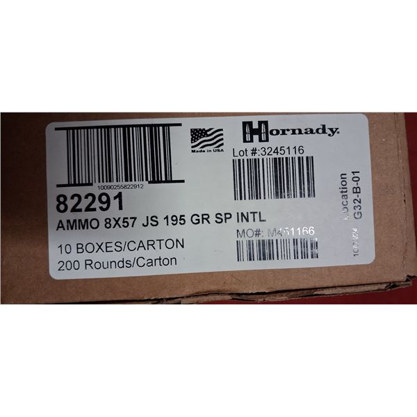 HORNADY 8X57 JS 195GR SP INTL  200/BOX - PAL REQ. NO SHIPPING