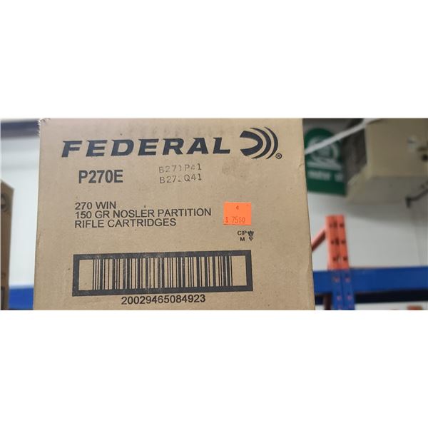 FEDERAL 270 WIN 150GR NOSLER PARTITION 200/BOX - PAL REQ. NO SHIPPING