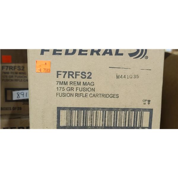 FEDERAL 7MM REM MAG 175GR FUSION 200/BOX - PAL REQ. NO SHIPPING