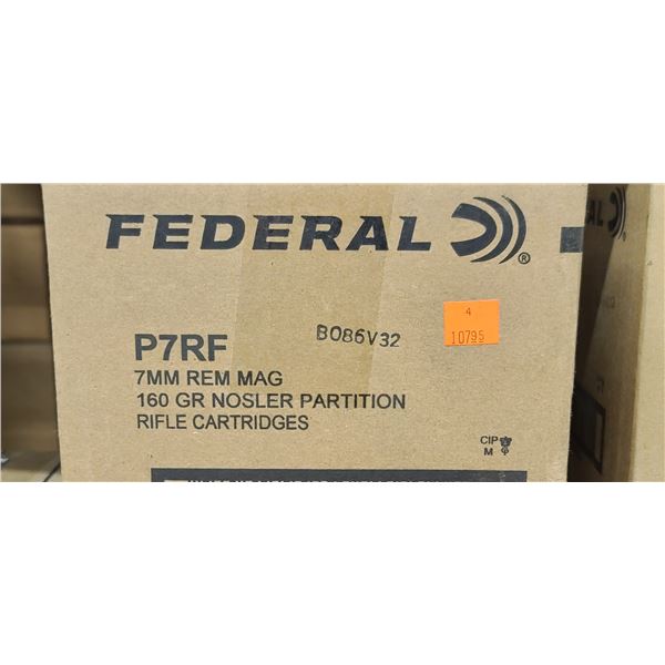 FEDERAL 7MM REM MAG 160GR NOSLER PARTITION 200/BOX - PAL REQ. NO SHIPPING
