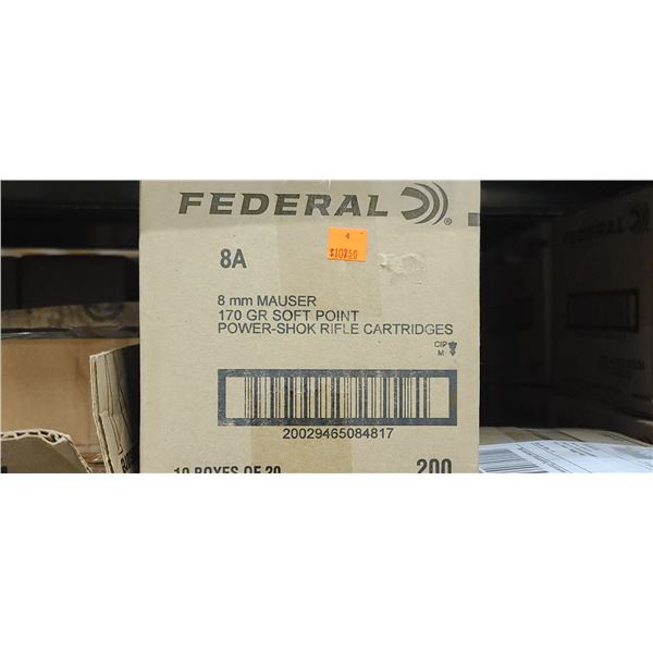 FEDERAL 8MM MAUSER 170GR SP POWER SHOK 200/BOX - PAL REQ. NO SHIPPING