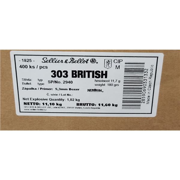 20 BOXES OF SELLIER & BELLOT 303 BRITISH 180GR SP 400/LOT - PAL REQ. NO SHIPPING
