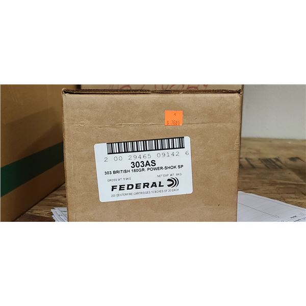CASE OF FEDERAL 303 BRITISH 180GR POWER-SHOK. PAL RE. -  NO SHIPPING