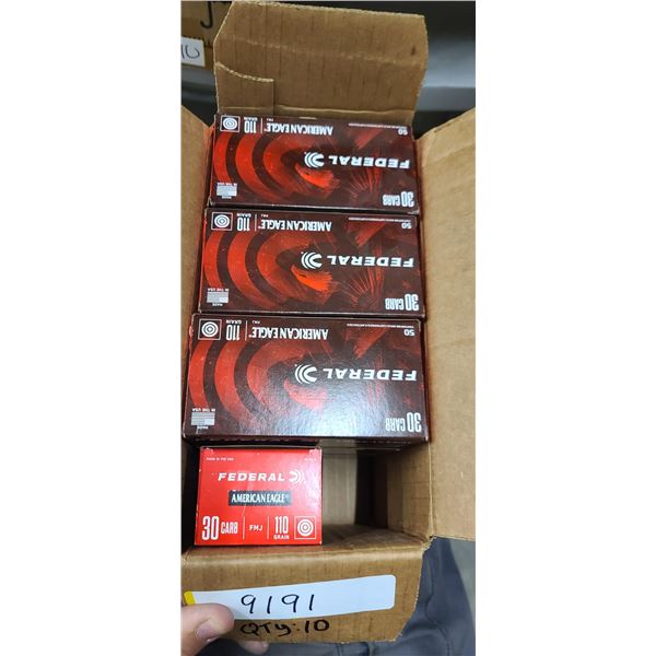 FEDERAL 30 CARBINE 110GR FMJ 9 BOXES OF 50 - PAL REQ. NO SHIPPING