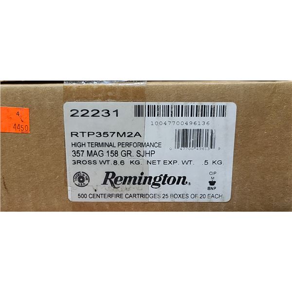 REMINGTON 357 MAG 158GR SJHP 25 BOX OF 20 - PAL REQ. NO SHIPPING