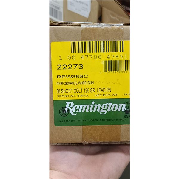 REMINGTON 38 SHORT COLT 125GR LEAD RN 10 BOXES OF 50 - PAL REQ. NO SHIPPING