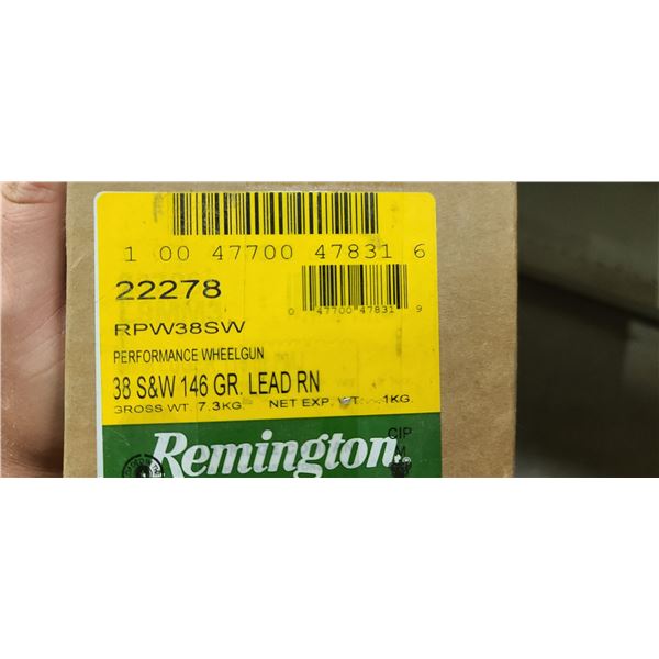 REMINGTON 38 S&W 146GR LEAD RN 10 BOXES OF 50 - PAL REQ. NO SHIPPING