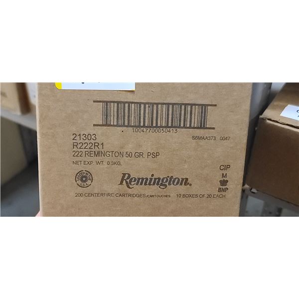 REMINGTON 222 REMINGTON 50GR PSP 10 BOX OF 20 - PAL REQ. NO SHIPPING