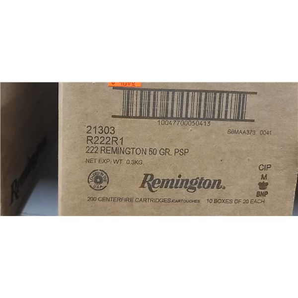 REMINGTON 222 REMINGTON 50GR PSP 10 BOX OF 20 - PAL REQ. NO SHIPPING