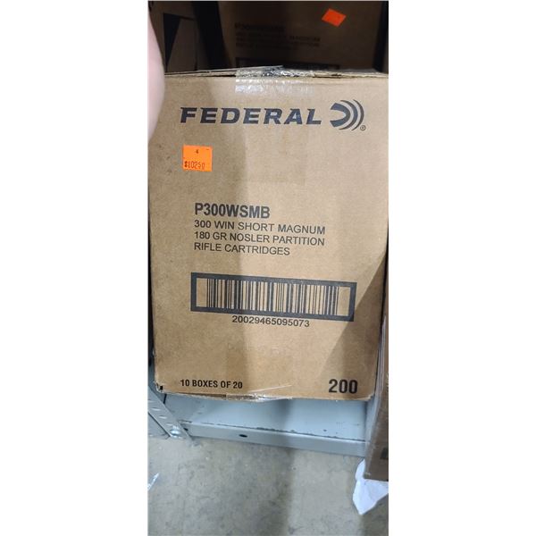 FEDERAL 300 WSM 180GR NOSLER PARTITION 200/BOX - PAL REQ. NO SHIPPING