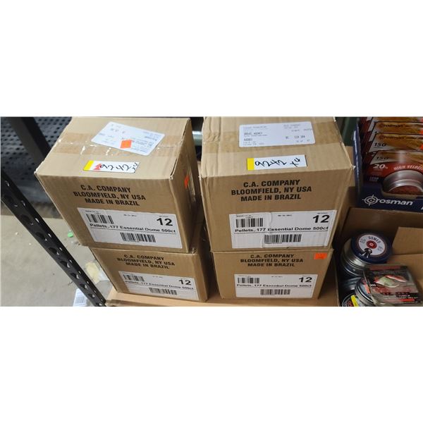 CROSMAN 177 PELLETS, ESSENTIAL DOME 500CT, 4 BOXES OF 12 - PAL REQ. NO SHIPPING
