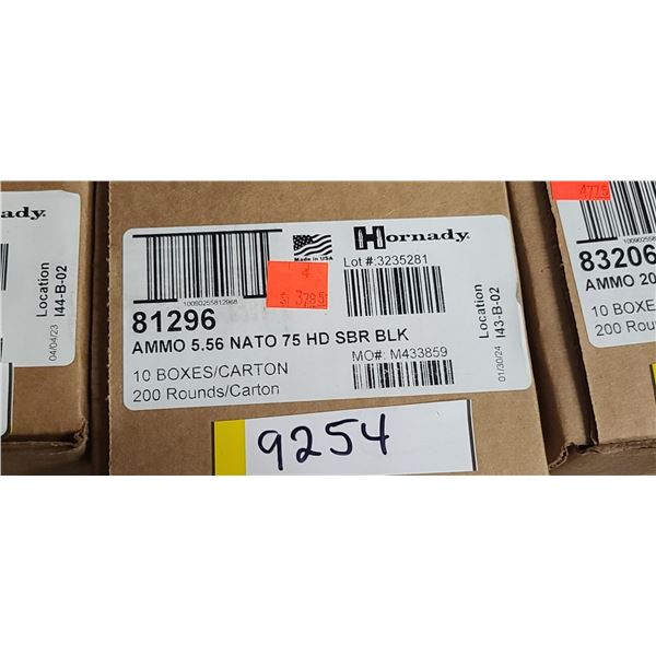 HORNADY 5.56 NATO 75 HD SBR BLACK 200/BOX - PAL REQ. NO SHIPPING
