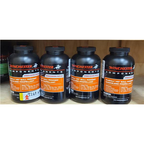 FOUR 1LBS BOTTLES OF WINCHESTER STABALL HD BALL POWDER