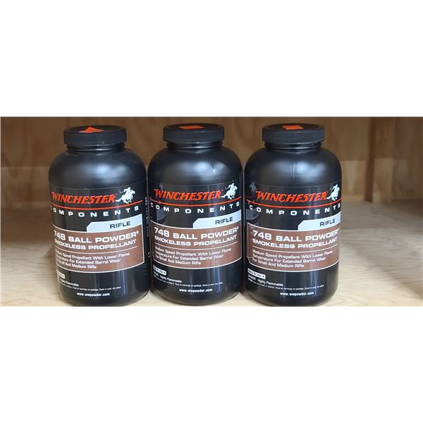 THREE BOTTLES OF 1LBS WINCHESTER 748 BALL POWDER