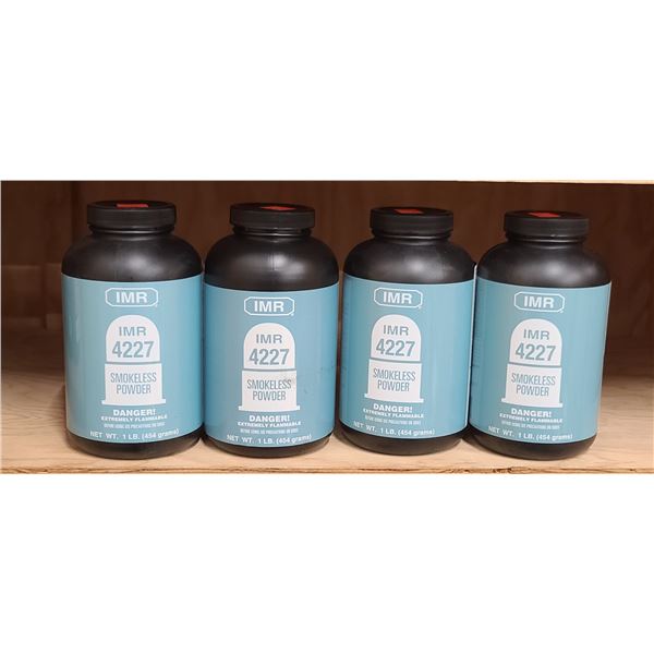4 BOTTLES OF 1LBS IMR 4227 SMOKELESS POWDER