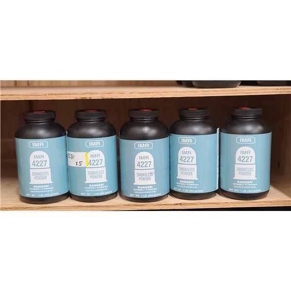 5 BOTTLES OF 1LBS IMR 4227 SMOKELESS POWDER