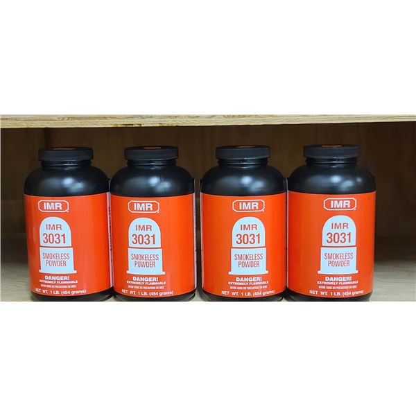 4 BOTTLES OF 1LBS IMR 3031 SMOKELESS POWDER