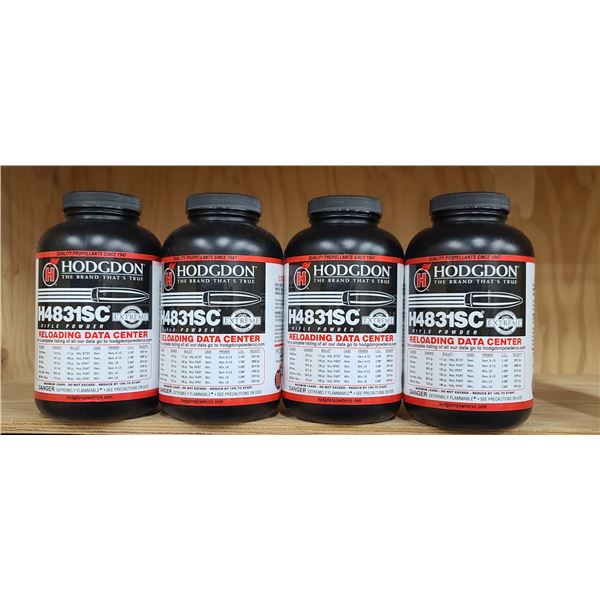 4 BOTTLES OF 1LBS HODGDON H4831SC RIFLE POWDER