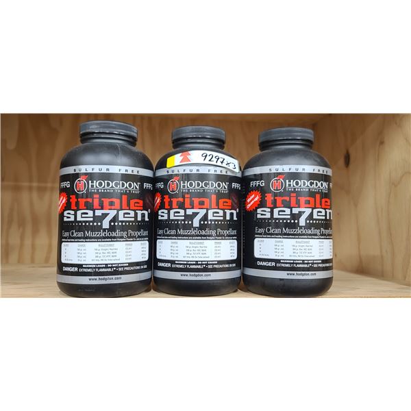 3 X 1LBS BOTTLES OF HODGDON TRIPLE SEVEN EASY CLEAN MUZZLELOADING PROPELLANT