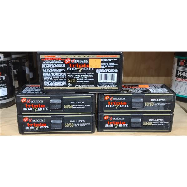 HODGDON TRIPLE SEVEN 100 PRE-FORMED 50/50 PELLETS - 5 BOXES OF 100