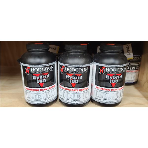 3 X 1LBS BOTTLES OF HODGDON HYBRID 100 RIFLE POWDER