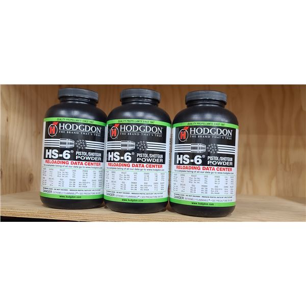 3 X 1LBS OF HODGDON HS-6 PISTOL/SHOTGUN POWDER