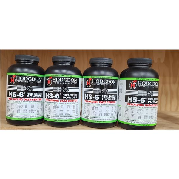 4 X 1LBS OF HODGDON HS-6 PISTOL/SHOTGUN POWDER