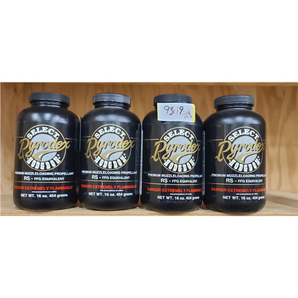 4 X 1LBS BOTTLES OF HODGDON PYRODEX SELECT RS MUZZLELOADING PROPELLANT