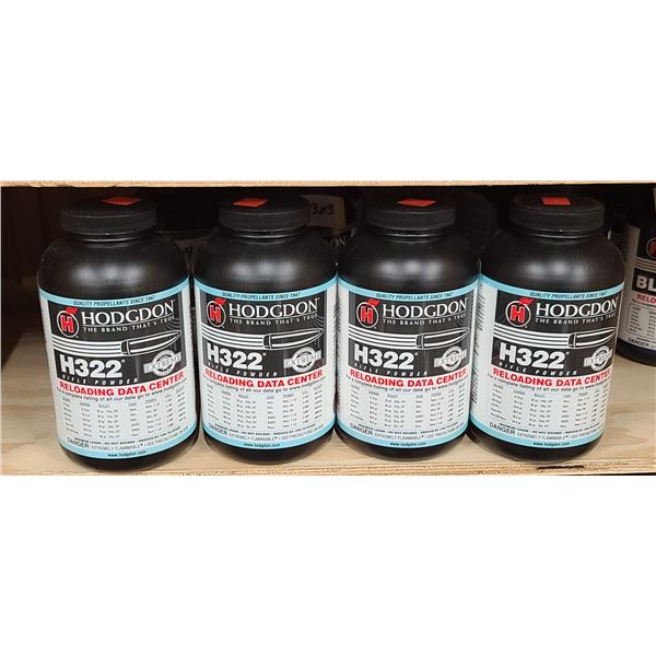 4 X 1LBS BOTTLES OF HODGDON H322 RIFLE POWDER