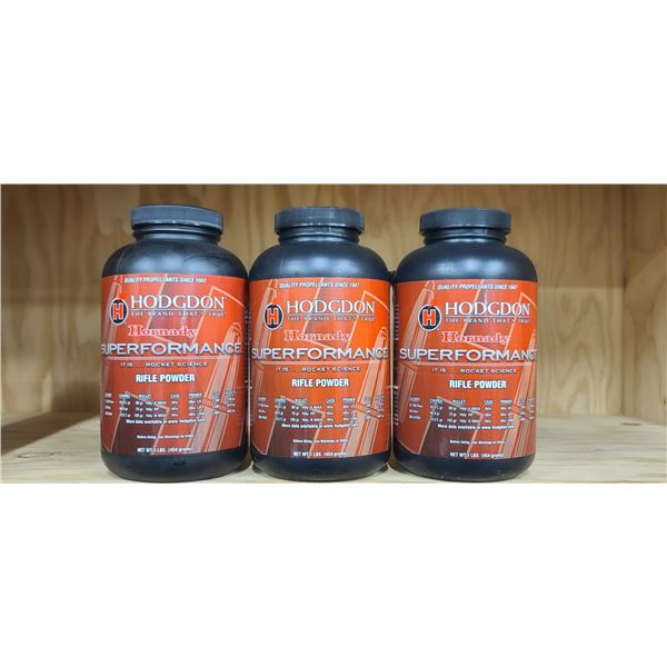 3 X LBS BOTTLES OF HORNADY SUPERFORMANCE RIFLE POWDER