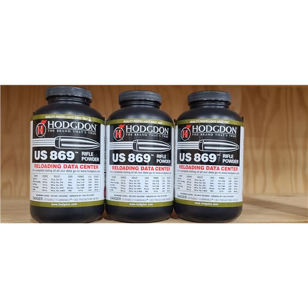 3 X LBS BOTTLES OF HODGDON US869 RIFLE POWDER
