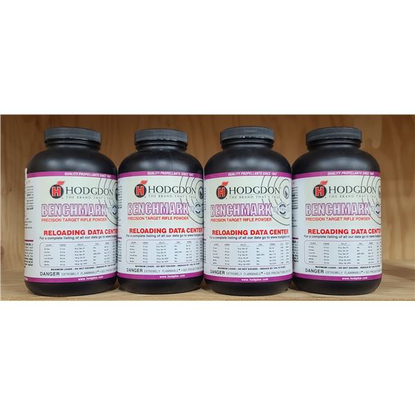 4 X LBS BOTTLES OF HODGDON BENCHMARK PRECISION TARGET RIFLE POWDER