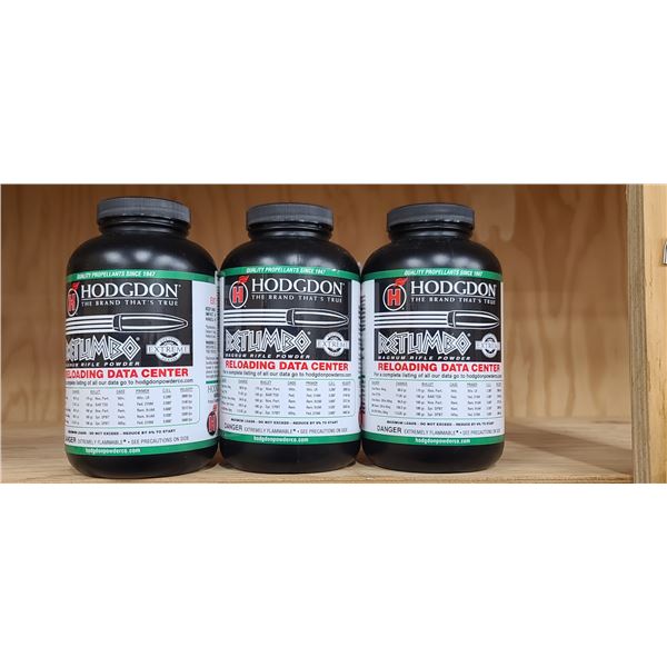 3 X 1LBS BOTTLES OF HODGDON RETUMBO MAGNUM RIFLE POWDER