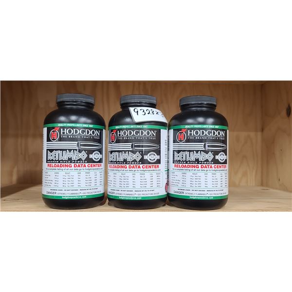 3 X 1LBS BOTTLES OF HODGDON RETUMBO MAGNUM RIFLE POWDER