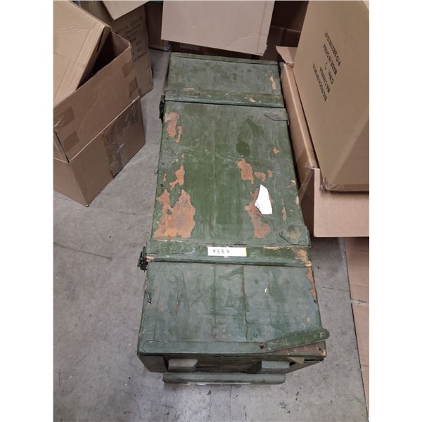 LARGE WOODEN ARMY CRATE WITH SKS OILERS