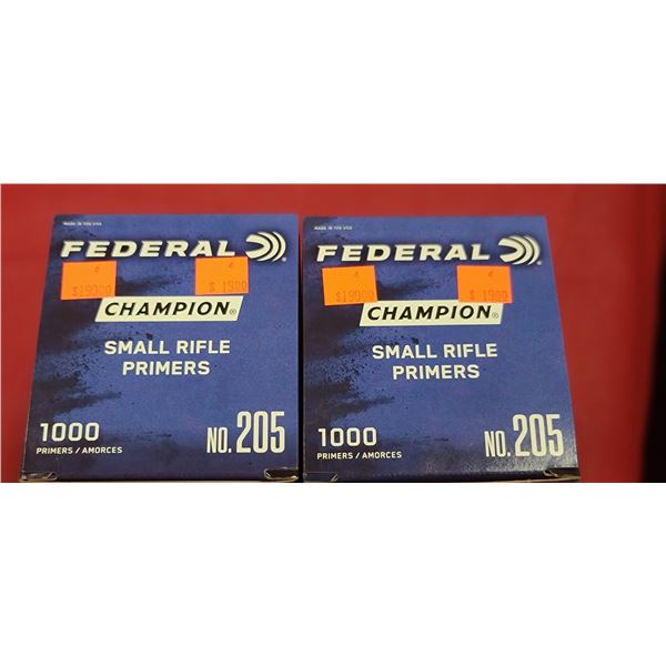 FEDERAL #205 SMALL RIFLE PRIMERS 2 BOXES OF 1000