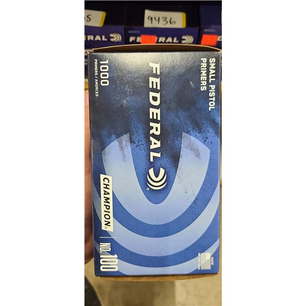 FEDERAL CHAMPION #100 SMALL PISTOL PRIMERS BOX OF 1000