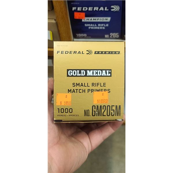 FEDERAL #GM205M GOLD METAL SMALL PISTOL MATCH PRIMERS BOX OF 1000